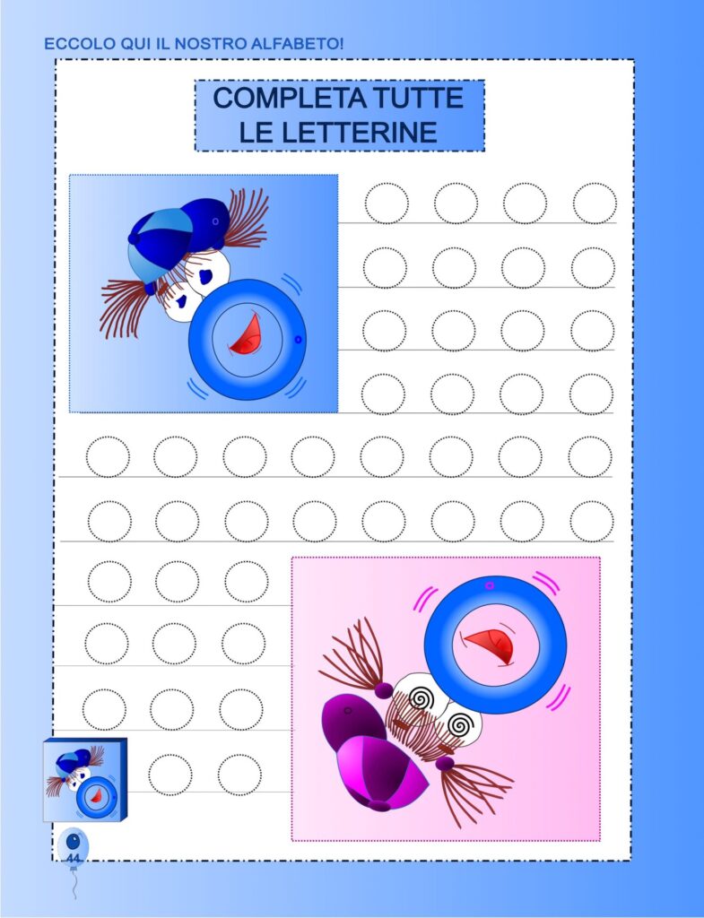 pagina del capitolo della "O": ricalca la lettera punteggiata