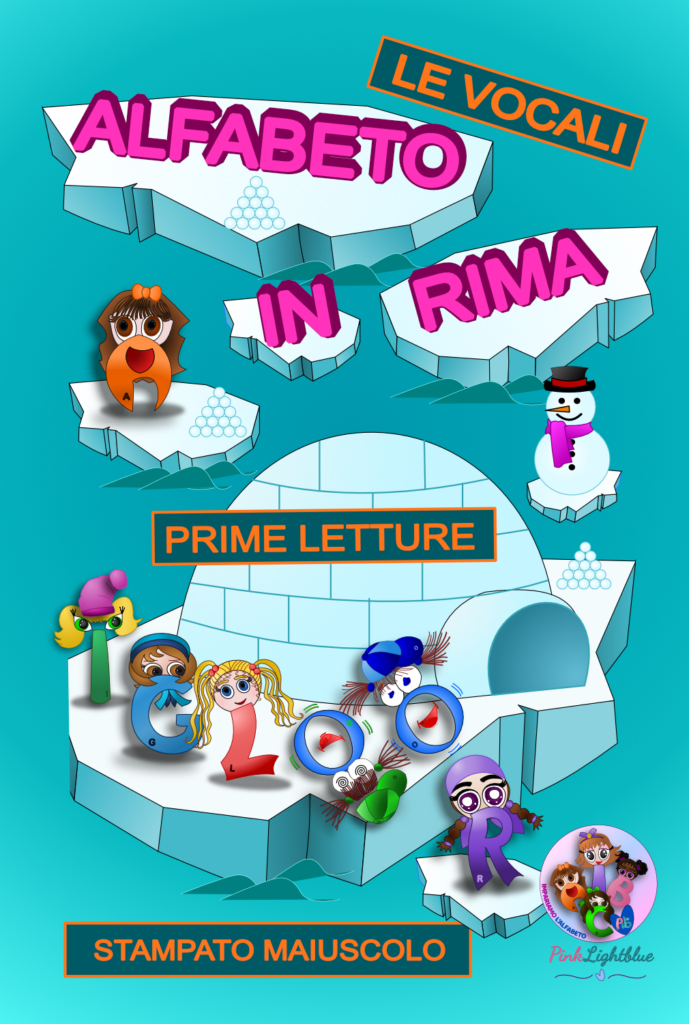 Copertina frontale libro Alfabeto in rima - prime letture - le vocali