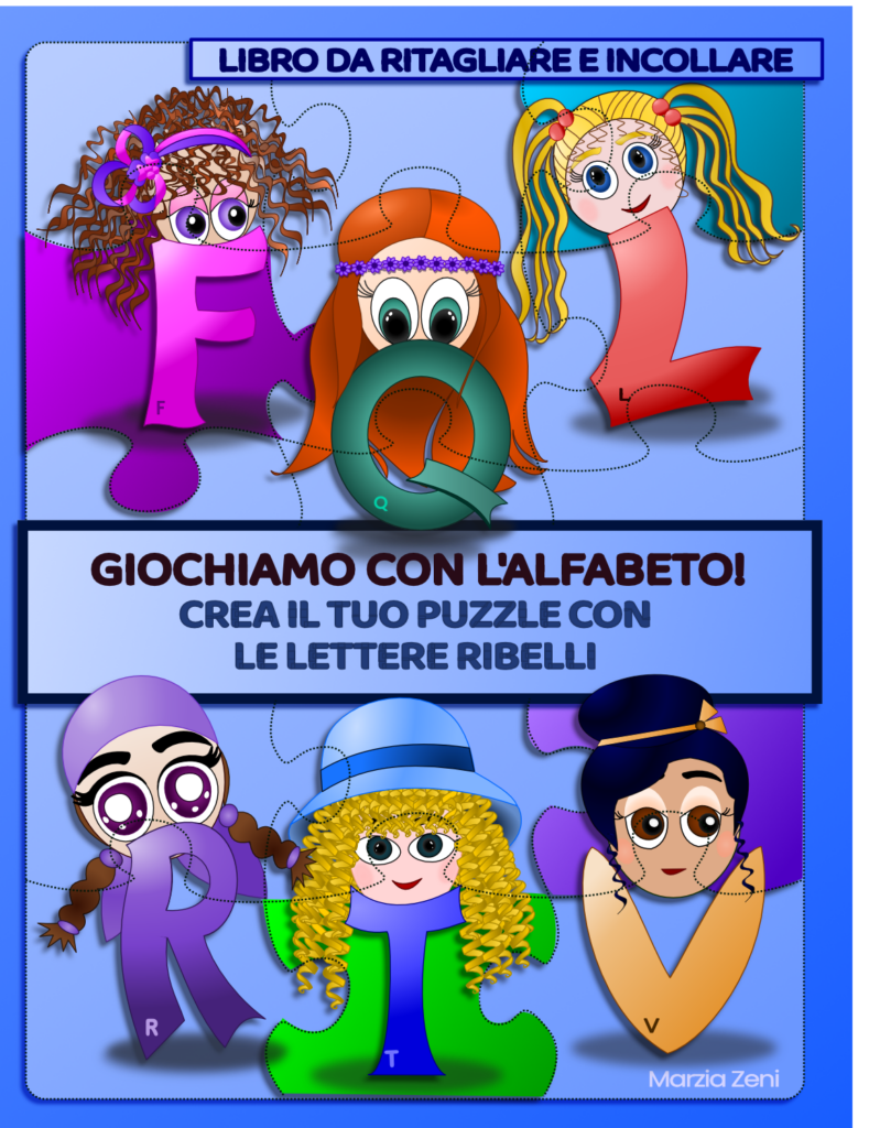 copertina libro "Crea il tuo puzzle con le lettere ribelli"