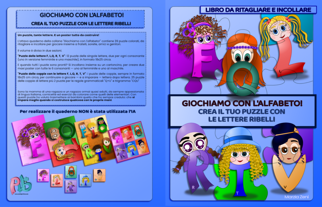 Copertina libro "Crea il tuo puzzle con le lettere ribelli"