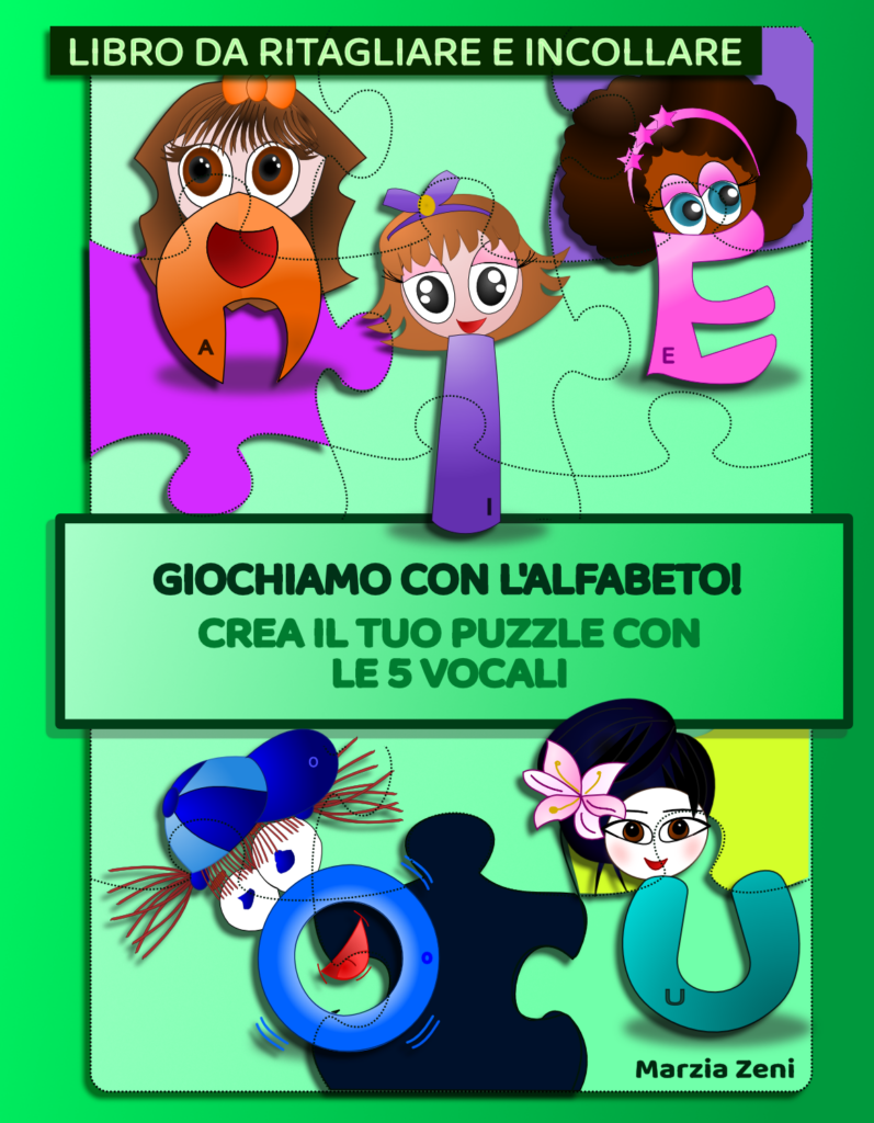 copertina libro "Crea il tuo puzzle con le 5 vocali"