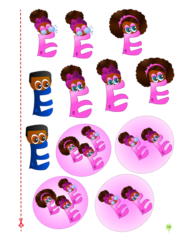 pagina di sticker della lettera E