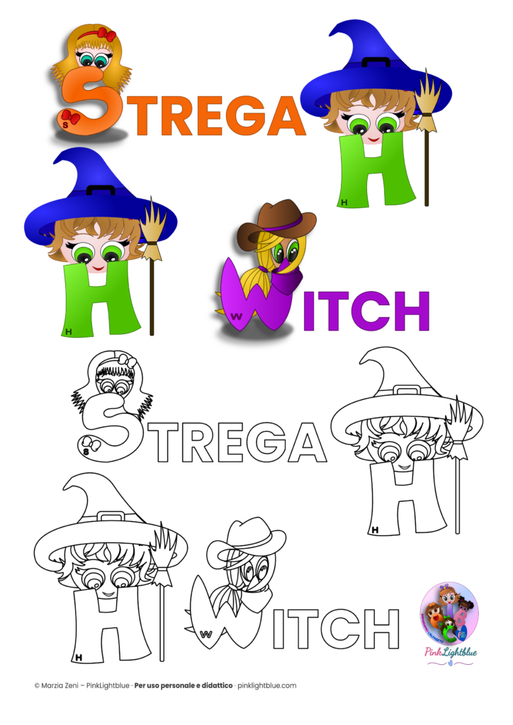 scheda da colorare: strega/witch