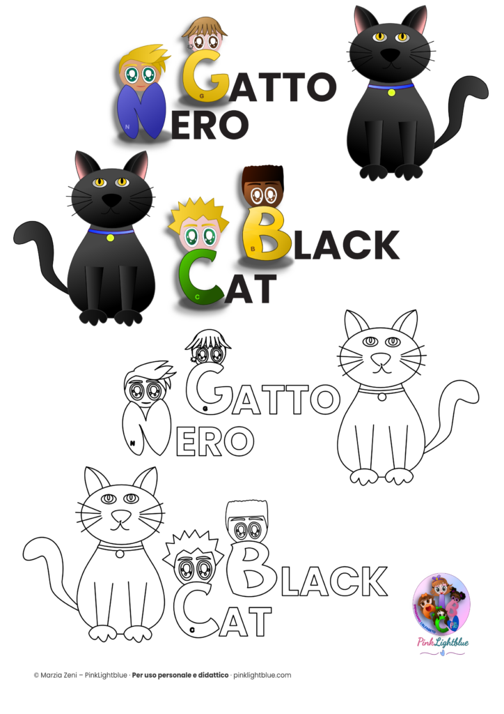scheda da colorare: gatto nero/black cat