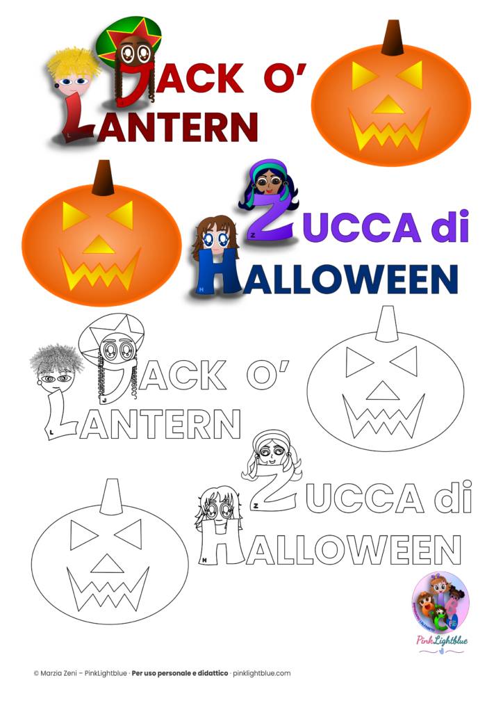 scheda da colorare: zucca di Halloween/Jack o lantern